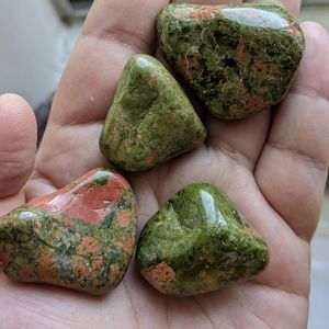 Set of 4 Unakite Crystals - Natural, 1.5" Size